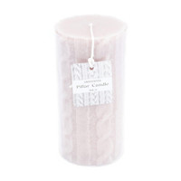 Knitted Unscented Pillar Candle, 3 x 6 in