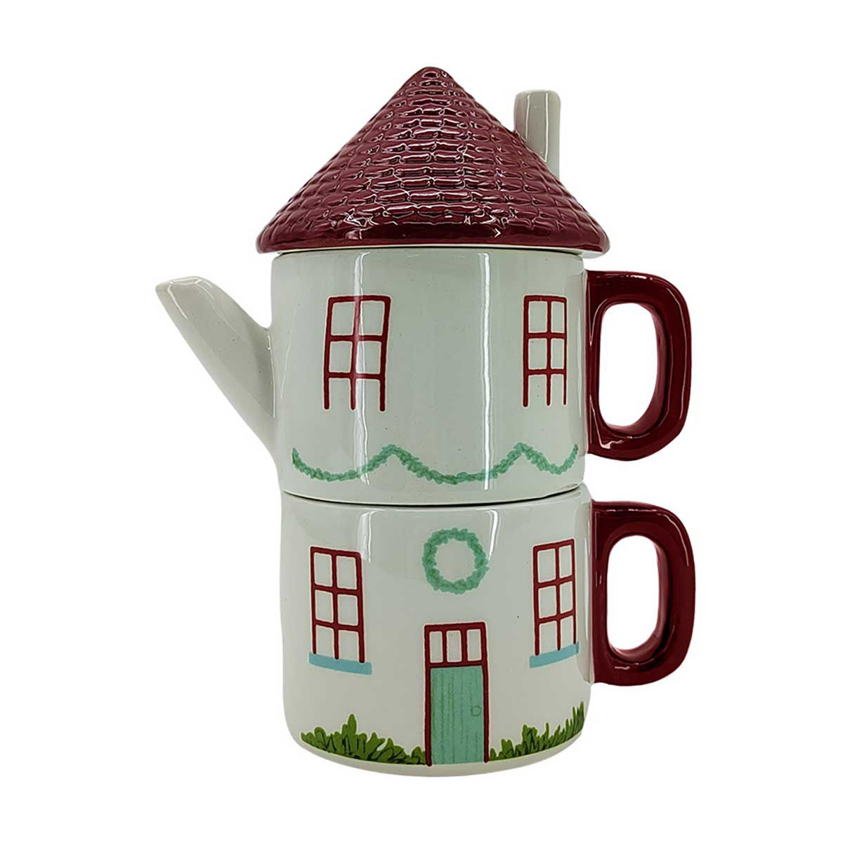 House Shape Ceramic Mug Teapot Set