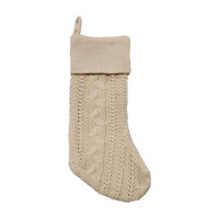Christmas Knitting Ivory Stocking, 16.5 x in 7 in