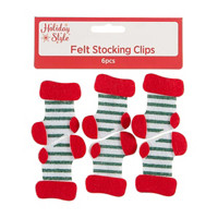 Holiday Style Felt Stocking Clips, 6 Pieces