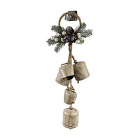 Metal Hanging Bell with Artificial Floral Decoration