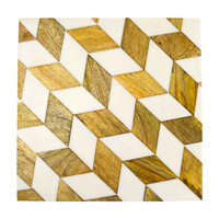 Wood and Resin White Diamond Square Trivet