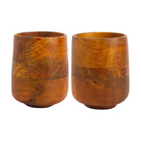 Acacia Wood Stemless Wine Cups, 2 Count