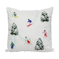 Christmas Decorative Ski Print, Square Pillow