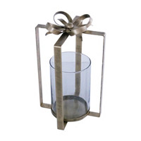 Decorative Glass Gift Candle Holder with Metal Bow