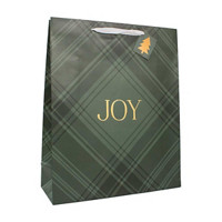 Christmas 'Joy' Plaid Gift Bag, Extra Large