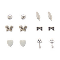 Silver-toned Earrings, 6 Pack