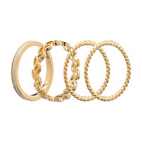 Gold-tone Rings, 4 Pack