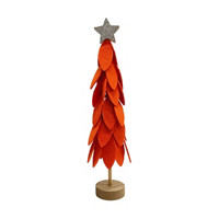 Decorative Felt Christmas Tree with Wooden Base, Red