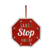 Christmas Battery Operated 'Santa Stop Here' Sign Décor