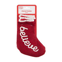 Holiday Style Socks Shape Utensil Holder, Pack of 4