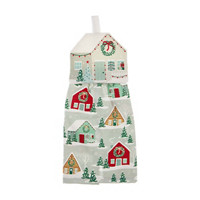 Christmas Winter Village Tie Kitchen Towel, 15 in x 25 in