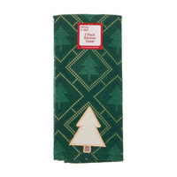 Holiday Style Tree Embroidered Kitchen Towels, Pack of 2