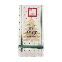 Holiday Style 'Baby It's Cozy Inside' Embroidered Kitchen Towels, Pack of 2