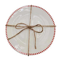 Candycane Ceramic Appetizer Plate, Pack of 4