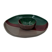 Glaze Pottery Chip & Dip Platter
