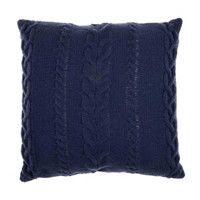 Cable Knitted Square Throw Pillow, Blue