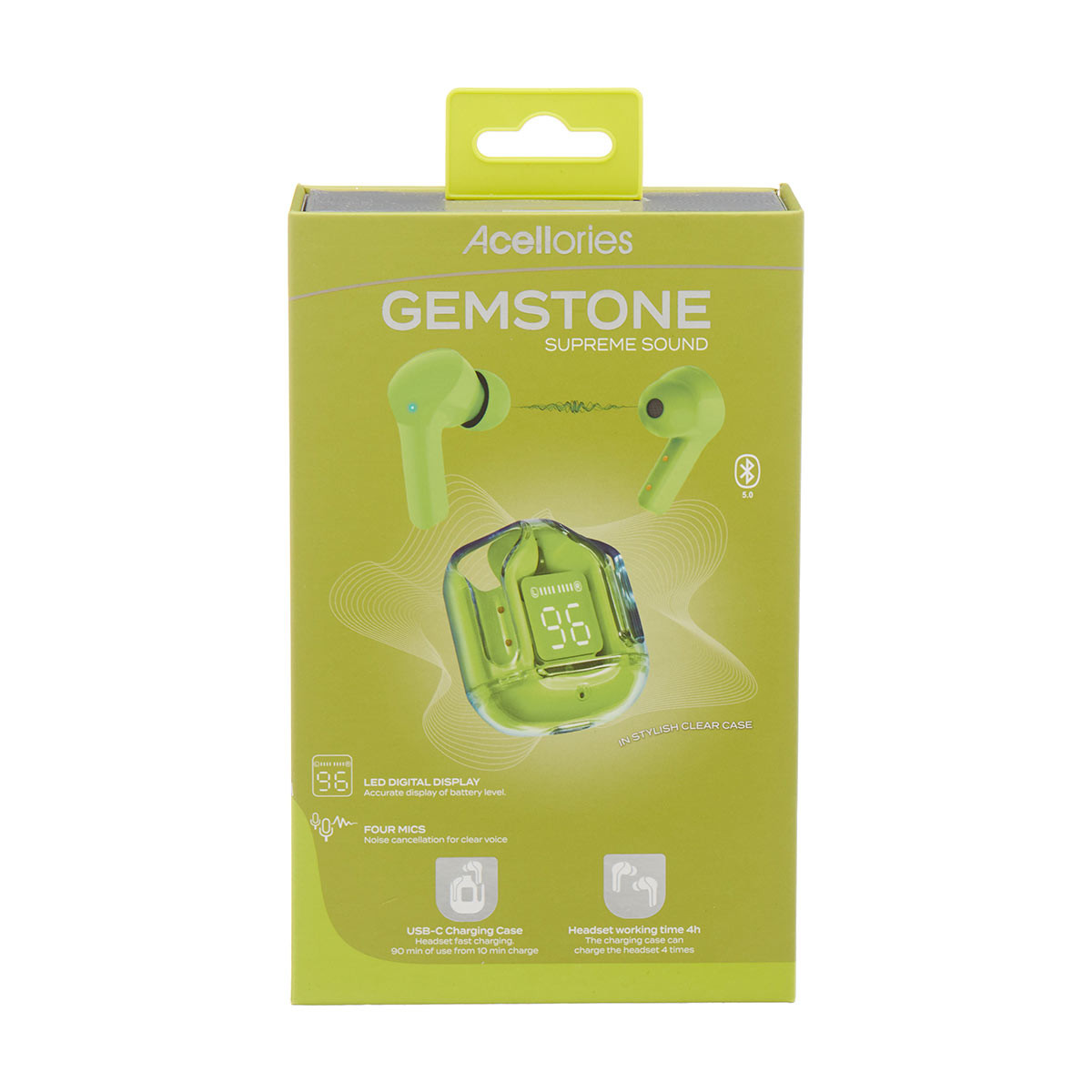 Acellories Gemstone True Wireless Earbuds with LED Transparent Case