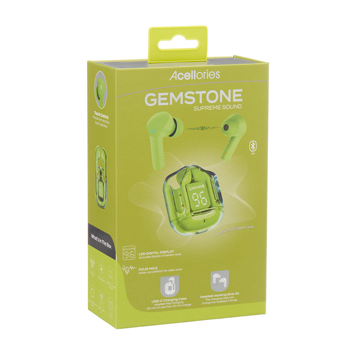 Acellories Gemstone True Wireless Earbuds with LED Transparent Case