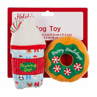 Holiday Style Donut & Coffee Dog Toy, Pack