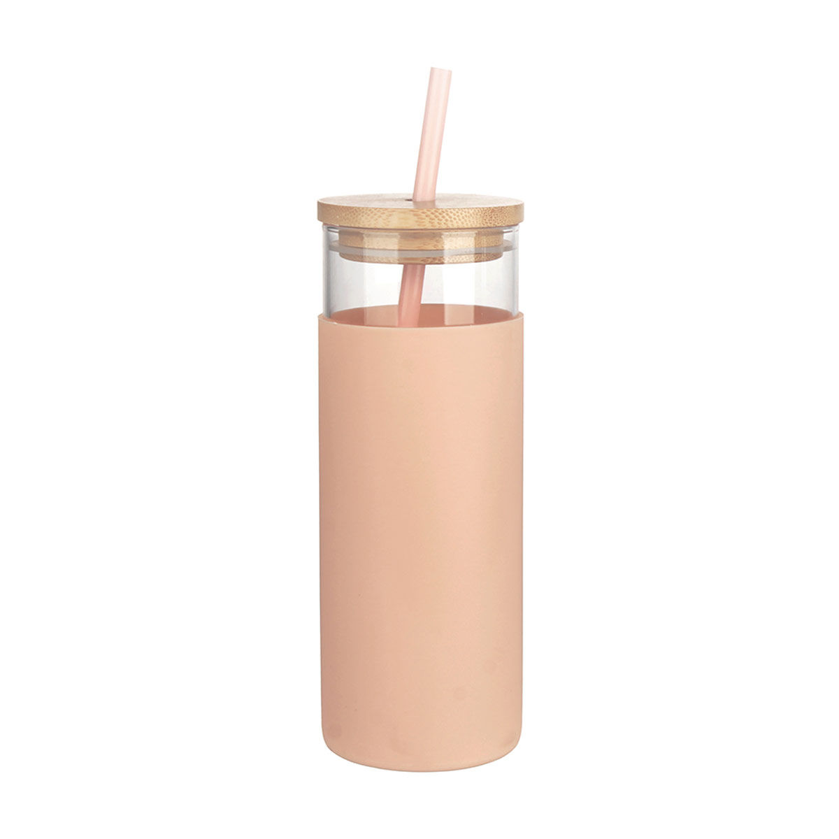 Glass Tumbler with Wooden Lid & Straw