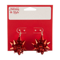 Holiday Style Christmas Bow Drop Earrings