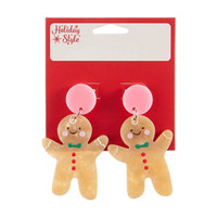 Holiday Style Christmas Gingerbread Drop Earrings