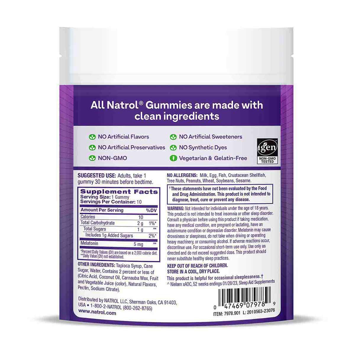 Natrol Sleep Melatonin 5mg Gummies, Strawberry Flavored Sleep Aid, 10 ct