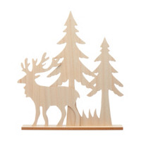 Christmas DIY Wooden Tree with Reindeer Tabletop Display
