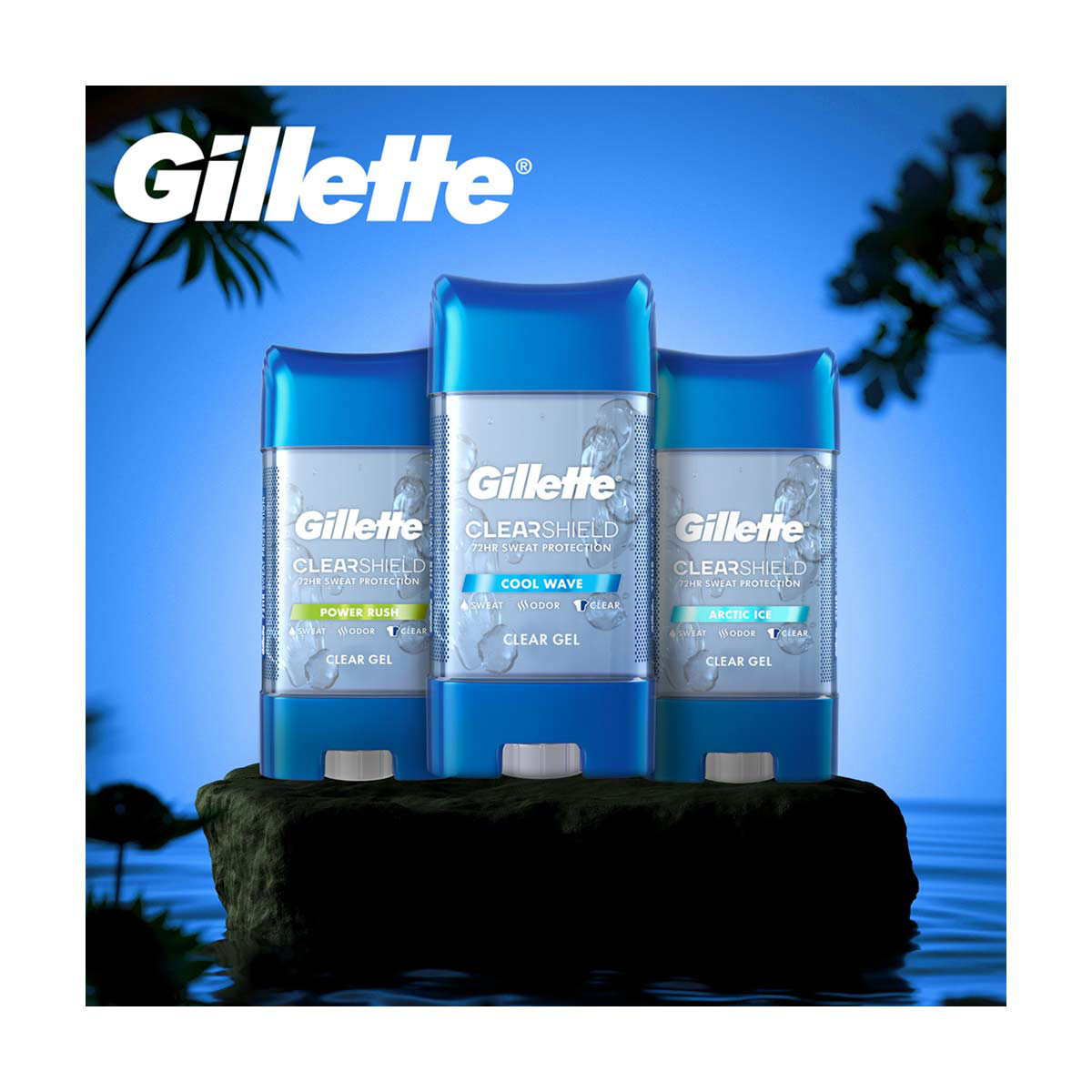 Gillette Clearshield Clear Gel Antiperspirant & Deodorant Stick, Power Rush