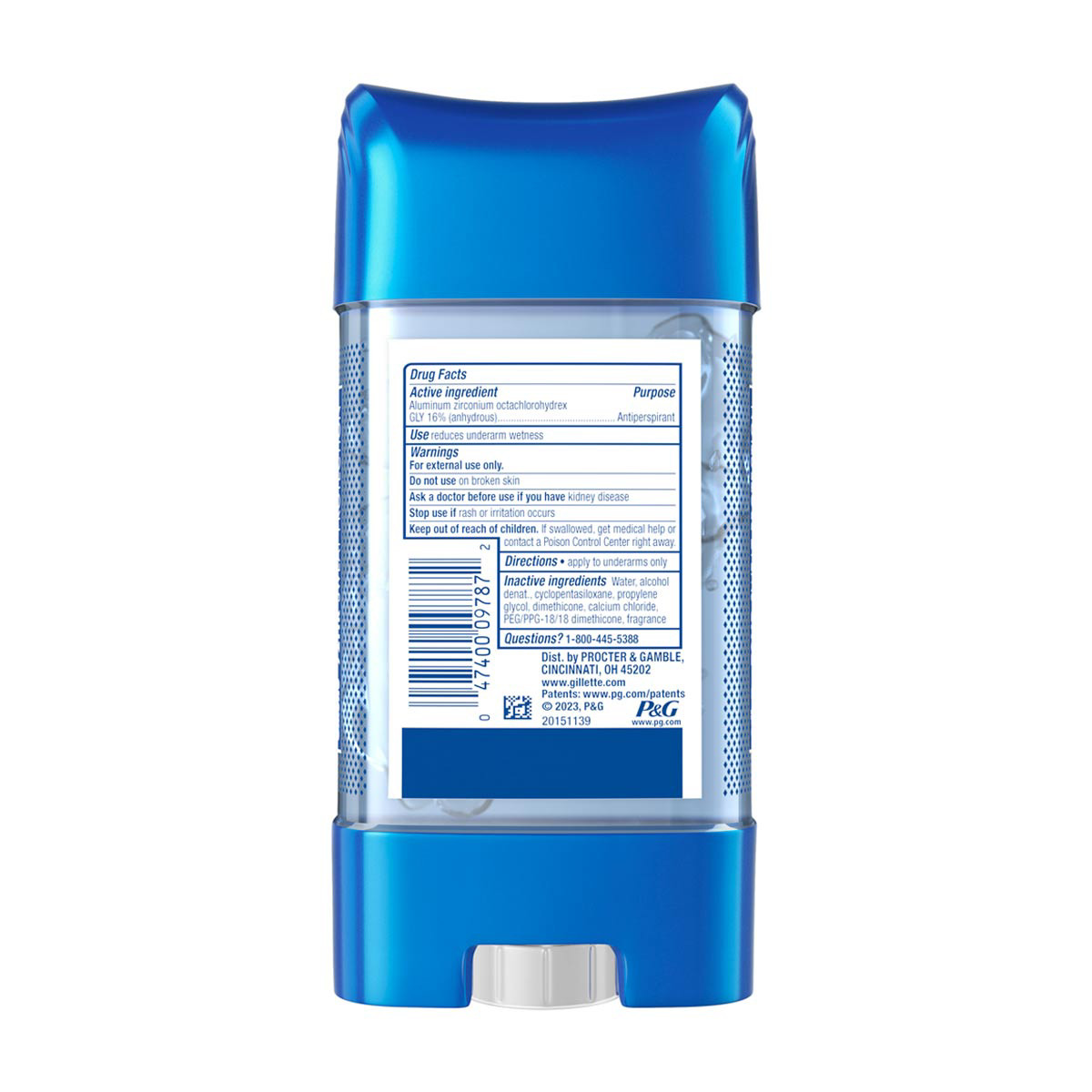 Gillette Clearshield Clear Gel Antiperspirant & Deodorant Stick, Power Rush
