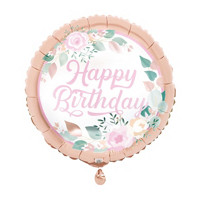 Pink Bloom Happy Birthday Balloon, 17 in