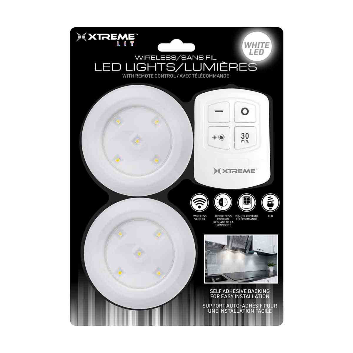 Xtreme Lit Wireless Tap Lights with Remote Control, Pack of 2