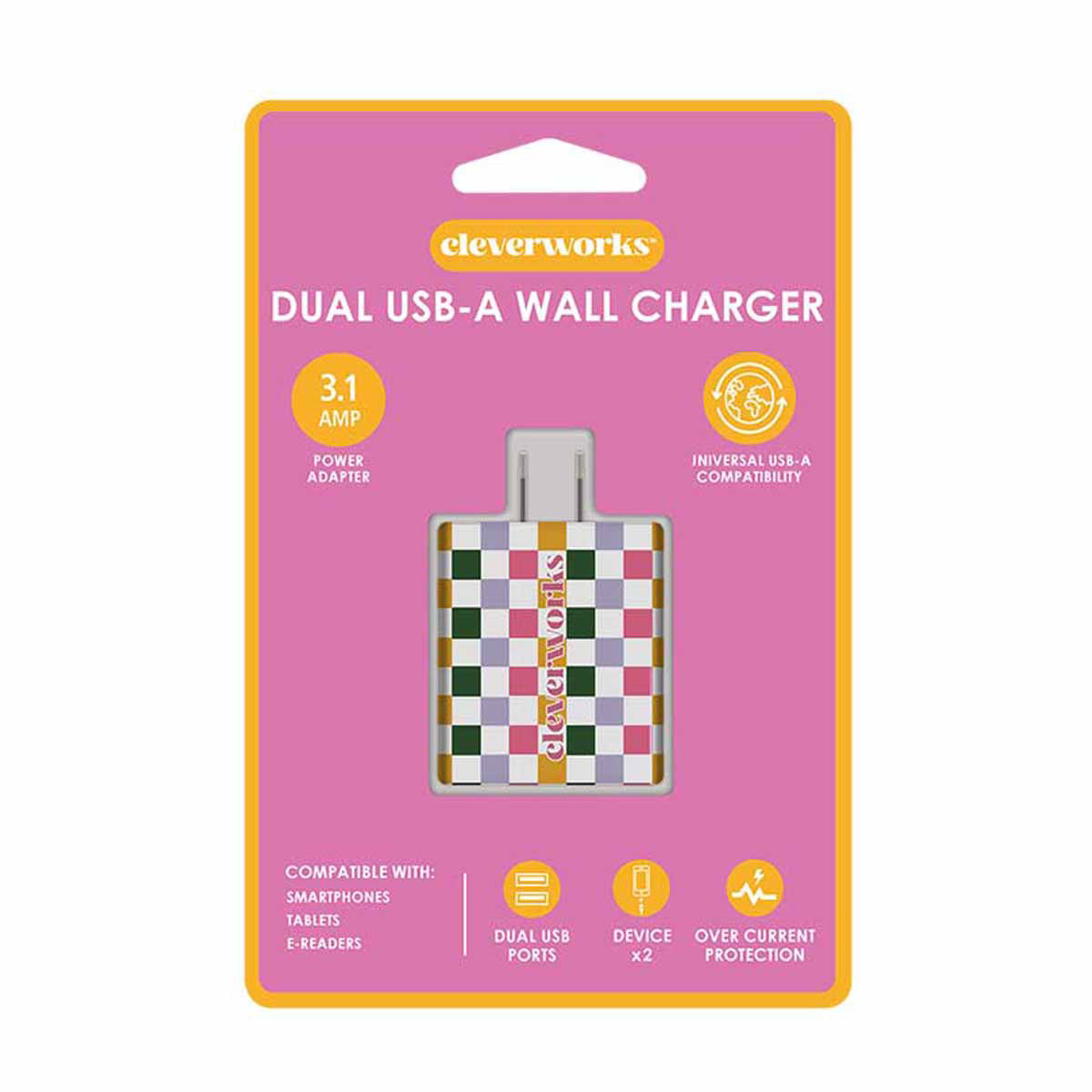 Cleverworks USB-A Wall Port, Checkered