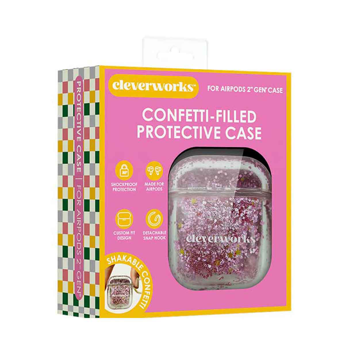 Cleverworks Airpod Case, Pink Confetti