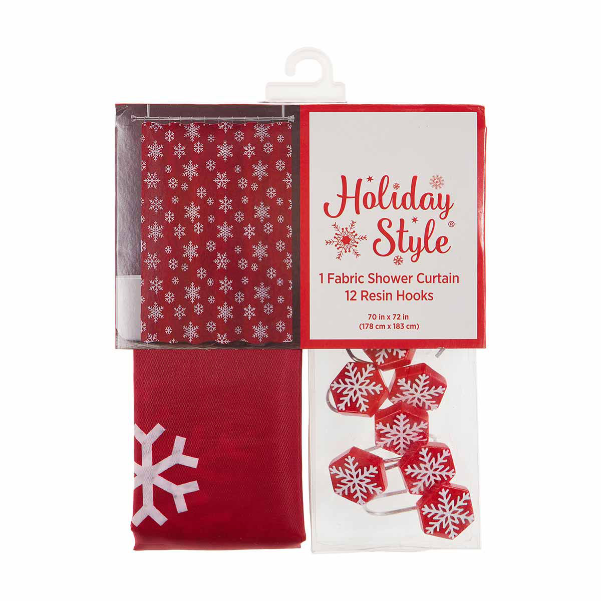 Holiday Style Fabric Christmas Shower Curtain with Hooks