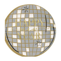 'Happy New Year' Printed Disco Ball Shaped Foil Luncheon Napkin
