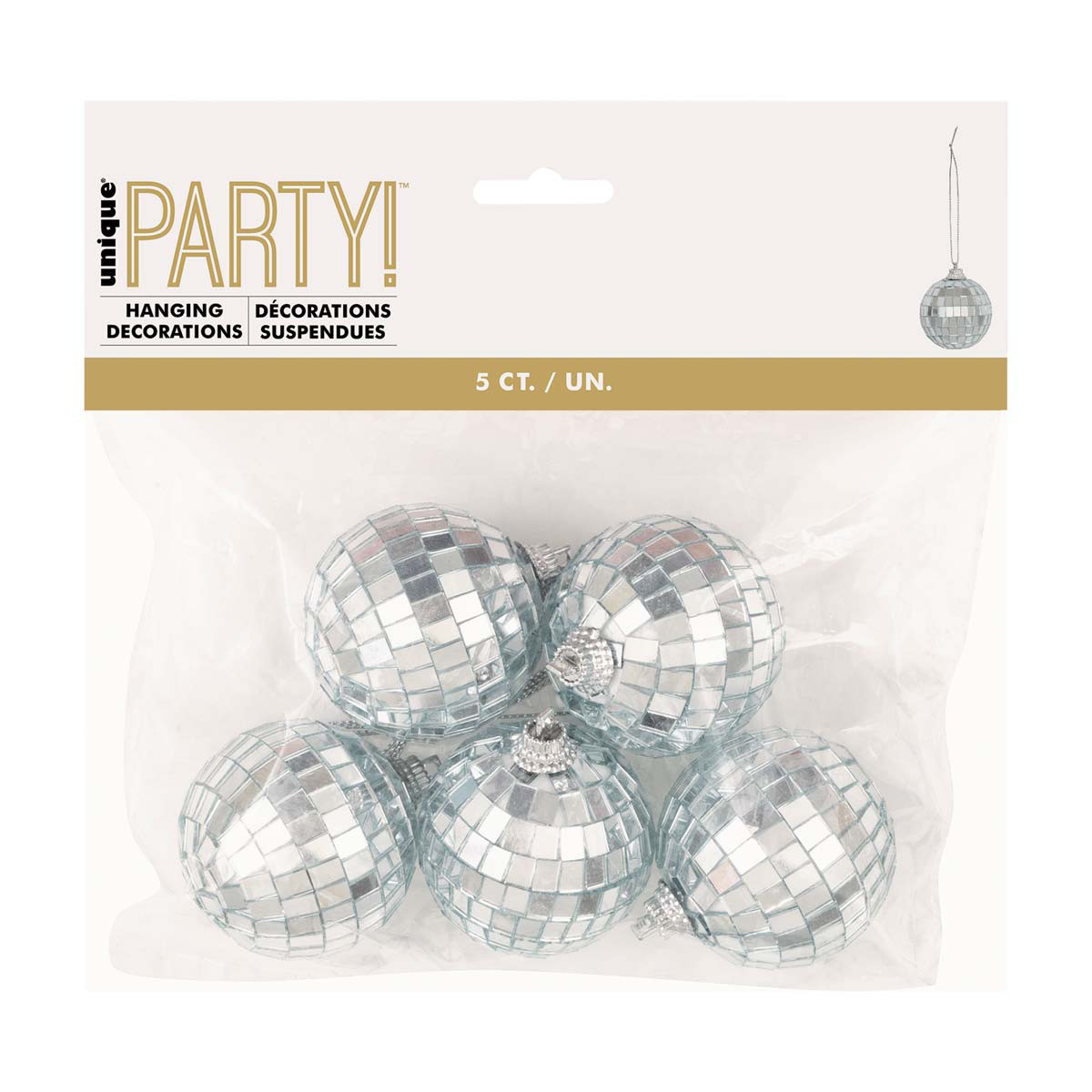 Unique Party! Mini Disco Ball Hanging Decorations, 5 ct