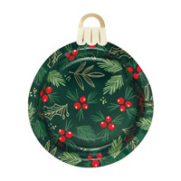 Holiday Blooming Ornament Shaped Party Plates, 8.25 in, 8 ct