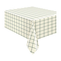Green & Cream Gingham Flannel Backed Vinyl Tablecloth, 84 in x 54 in