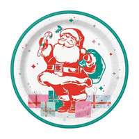 Foil Bright Santa Shaped Party Plates, 9 in, 8 ct