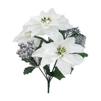 Glittery White Poinsettia Bush