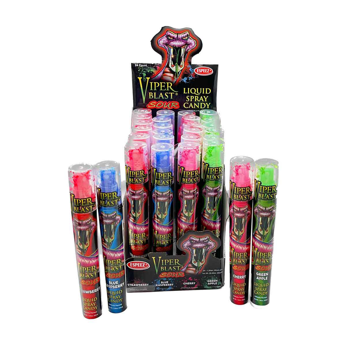 Espeez Viper Blast Sour Liquid Spray Candy, 24 Count