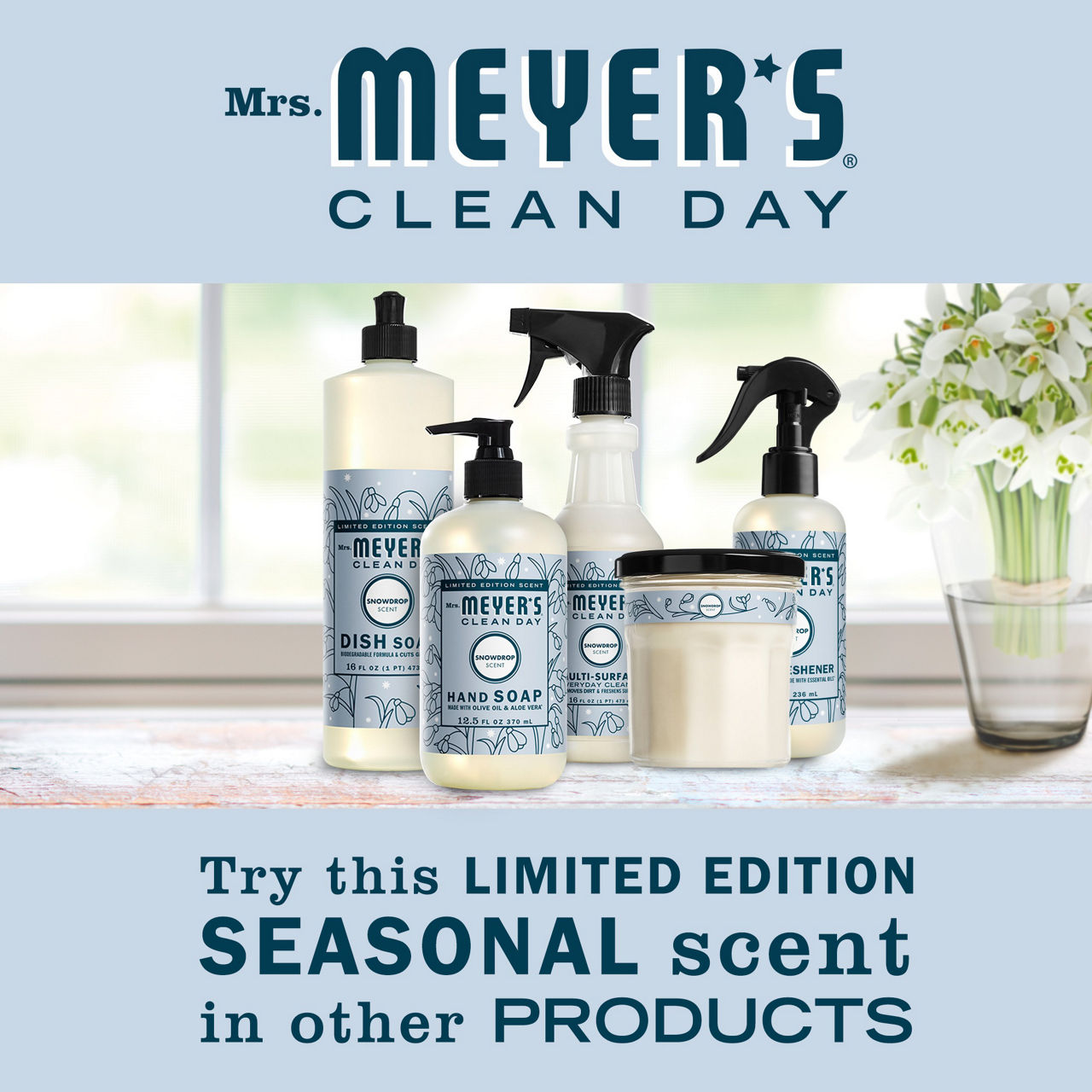 Mrs. Meyer's Clean Day Snowdrop Scent Dish Soap, 16 fl oz