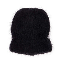Fuzzy Beanie Winter Hat, Black
