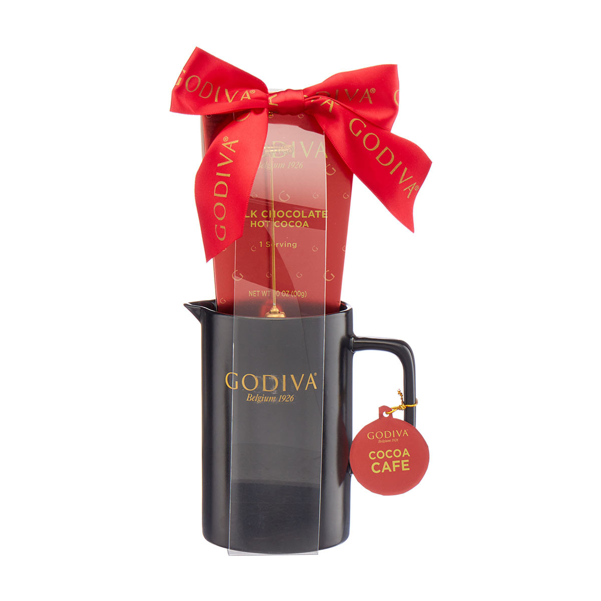 Milk Chocolate Cocoa & Mug Gift Set, Red Ribbon