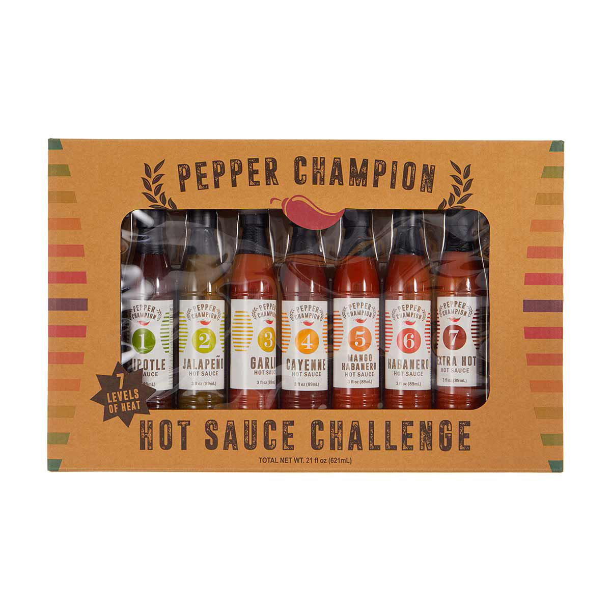 Pepper Champion 7Piece Hot Sauce Challenge Set, 21 fl oz