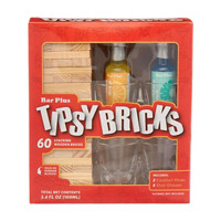 Tipsy Bricks Wooden Stacking Bricks with 4 Shot Glasses