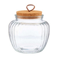 Ribbed Clear Glass Canister with Lid, 5 Inches