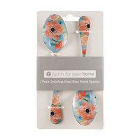 Just in for Your Home Stainless Steel Blue Floral Spoons, 2 Pack